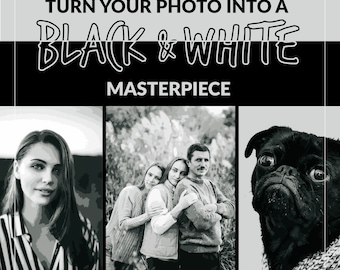 Custom Paint by numbers picture on canvas. Convert your image into Black and White painting. Release the power of unique monochrome art.