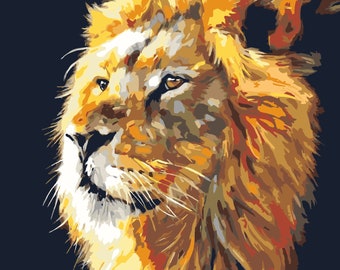 Lion: King of Jungle, Paint-by-Numbers Kit, Acrylic Painting on  Canvas. Made in USA, Fast Free Shipping