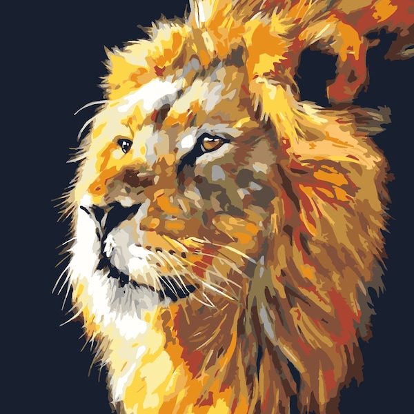 León: Rey de la selva, kit de pintura por números, pintura acrílica sobre lienzo. Hecho en EE.UU., envío rápido gratis