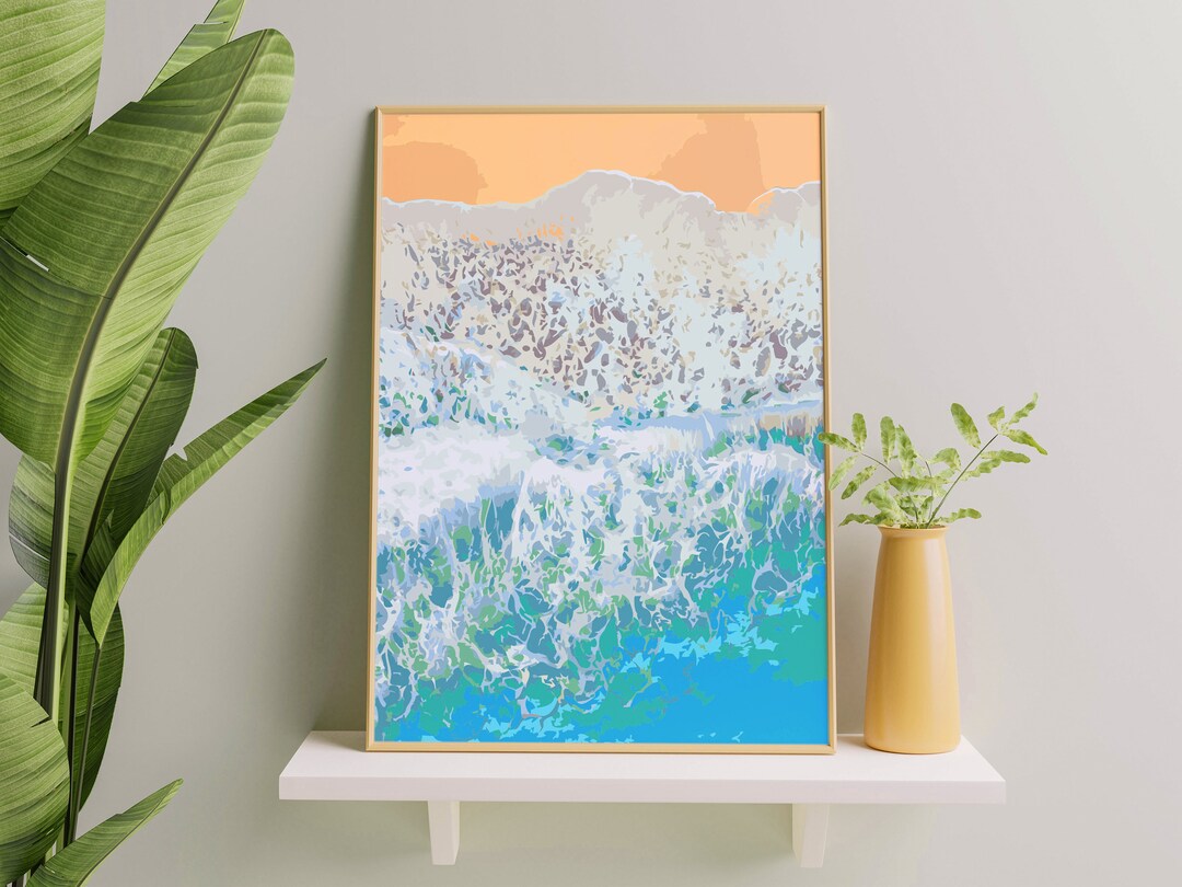 Ocean Shore in Waimanalo, Hawaii, Paint by Number Kit, USA Shipping, DIY Paint by Number Kit