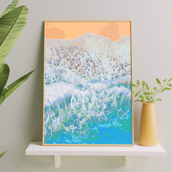 Ocean Shore in Waimanalo, Hawaii, Paint by Number Kit, USA Shipping, DIY Paint by Number Kit Acrylic Painting Home Decor