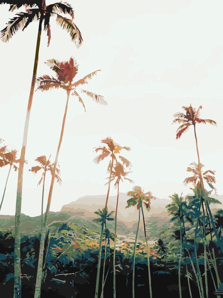 Palm Trees in Oahu Hawaii Paint by Number Kit USA Shipping Etsy