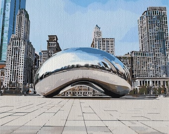 The Bean in Chicago, Paint by Number Kit, CHI-1 Shipping from US, DIY Acrylic Painting Home Decoration, Paint Therapy