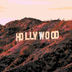 Hollywood Sign, CA-9 Paint by Number Kit, USA Shipping, DIY Paint by Number Kit Acrylic Painting Home Decor