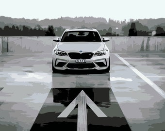 BMW #3 Paint by Number Kit, Shipping from USA, DIY Acrylic Painting Home Decoration, Coloring, Paint Therapy, Best Gift for Him, for Her