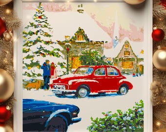 Winter Village, NY24-3 Paint by Number Kit, USA Shipping, DIY Paint by Number Kit Acrylic Painting Home Decor