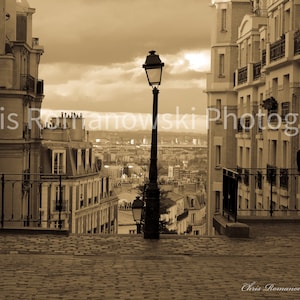 Beautiful Artistic Scene overlooking Paris from top of MontMartre France Digital Background Instant Download Stock Photo WALL ART PRINTABLE