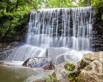 Breathtaking Perspective of water flowing over Scenic WaterFall into pool Outdoor Artistic Digital Photo Downloadable Photography Printable