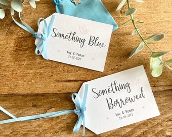 Wedding Day. Something Old / New / Borrowed / Blue Tags. Bride Special Day personalised labels.