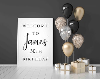 Welcome Birthday Party A4 Sign. Personalised Print Name / Age Poster.