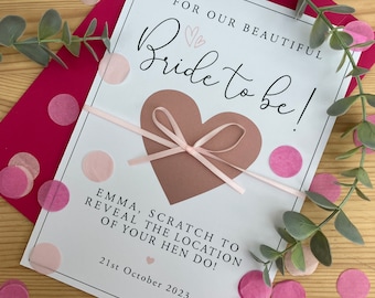 Personalised Bride Hen Do Scratch Card Reveal Invite. Bride to be | Hen Party invitation.