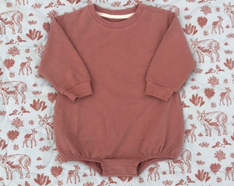 Infant Crewneck Bubble Romper, Sweatshirt Bubble Romper