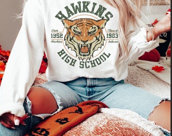 Hawkins High School Sweatshirt, Hawkins Indiana Tiger Sweatshirt