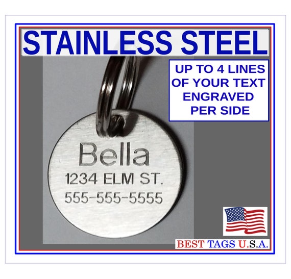 Stainless Steel Custom DEEP Engraved Pet ID Tags Personalized