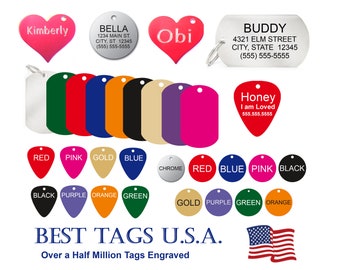 Pet Tags FREE Custom Personalized Engraving Dog Cat Name ID Tag Made in U.S.A. ~4.95 FAST Shipping!