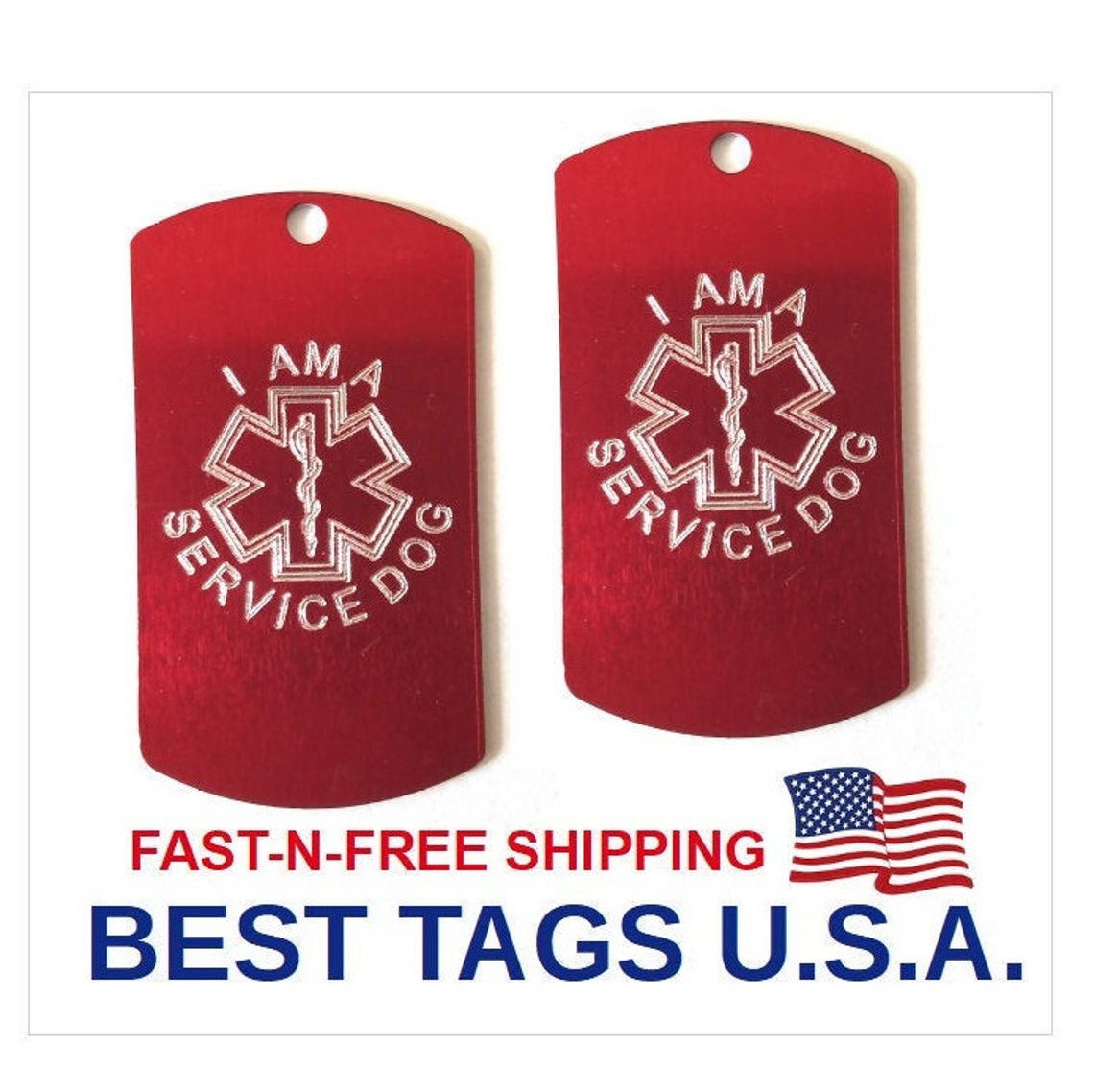 2Service Dog Tags with FREE Custom backside Engraving and Etsy