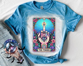 The Finger Sarcastic Bleached Tarot Card T-Shirt: Vintage Goth Spooky Tee