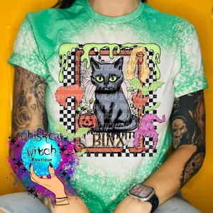Black Cat Tarot Horror Pastel bleached t shirt | vintage | retro | distressed | custom | horror | goth