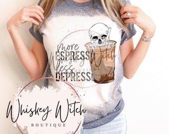 Espresso Depresso Bleached T-Shirt: Funny Distressed Coffee Tee