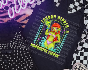 Spooky Margarita Monster Tank Top - Summer Womens Graphic Tee