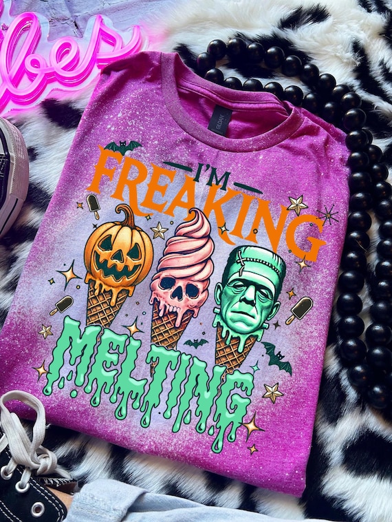 Handmade Summerween Shirt, Spooky Ice Cream Monster Tee, Funny Halloween Vibes Apparel