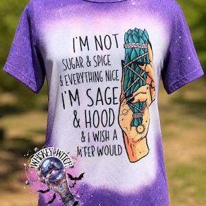 Bleached Sage & Hood Witchy Shirt: Distressed Retro Tee