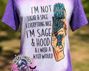 Bleached Sage & Hood Witchy Shirt: Distressed Retro Tee