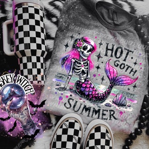 Hot Goth Summer Halloween bleached t shirt | vintage | retro | distressed | custom | funny shirt | handmade | gift | skeleton | cool| unique
