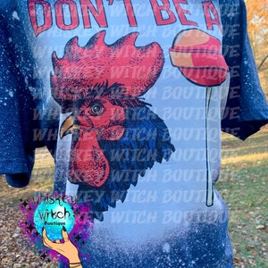 Funny Bleached Shirt: Vintage Distressed Rooster Graphic Tee