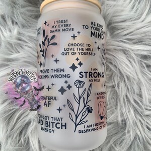 Daily Reminders 16oz Glass Iced Coffee Cup with Lid & Straw image 2