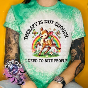 Funny Feral Deer Graphic Tee – Therapy Is Not Enough Sarcastic Top Irish Green