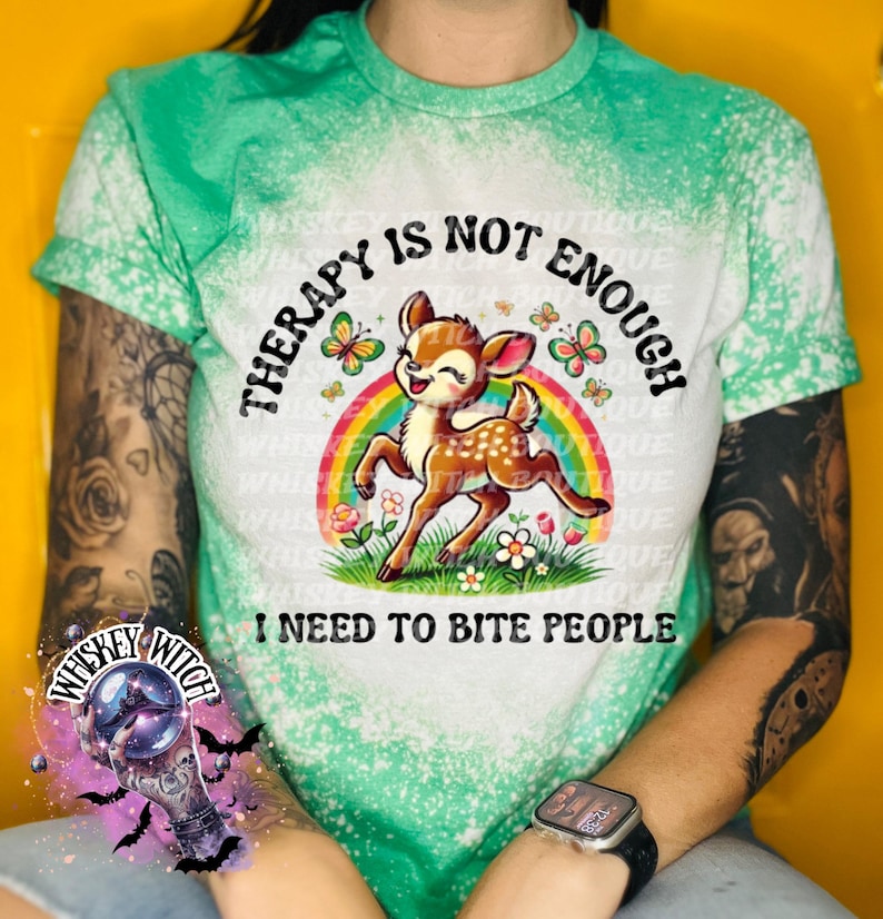 Funny Feral Deer Graphic Tee – Therapy Is Not Enough Sarcastic Top Irish Green