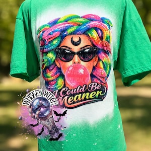 Neon Medusa Graphic Tee, Tattoo Style Snake Goddess Shirt, Alt Fashion Apparel zdjęcie 1