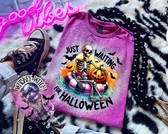 Skeleton Floatie Halloween Shirt, Summerween Pumpkin Graphic Tee