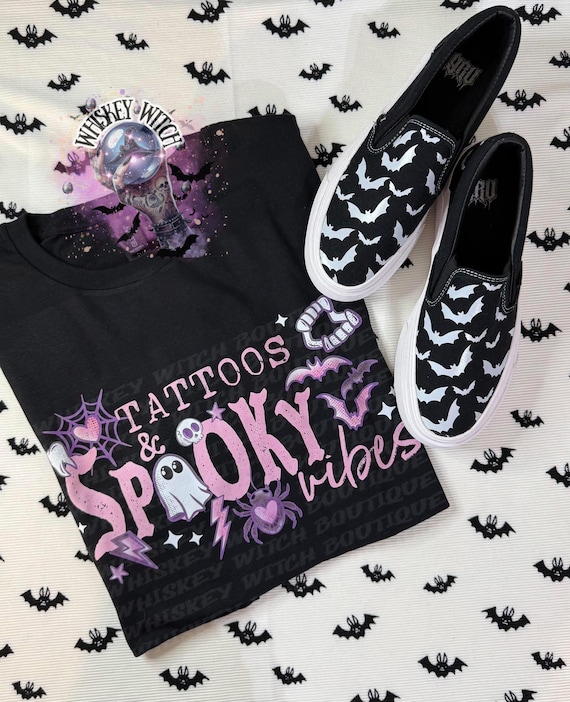 Tattoos and Spooky Vibes Shirt | Gothic Tattoo Aesthetic Tee | Alternative Graphic T-Shirt | gift | soft tee | tattoo lover shirt | present