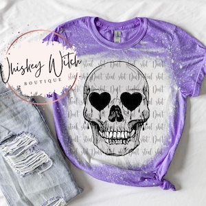 Skull/Hearts bleached t shirt | vintage | retro | distressed | custom | skeleton | dead inside | soft tee | hearts