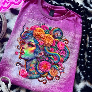 Neon Medusa Graphic Tee | Psychedelic Mythology T-Shirt, Vibrant Alt Fashion