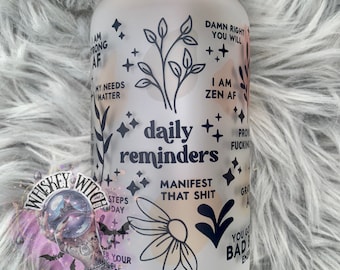 Daily Reminders 16oz Glass Iced Coffee Cup with Lid & Straw
