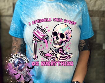 Sarcasm Skeleton Shirt, Funny Goth Graphic Tee, Handmade Bleached Tee