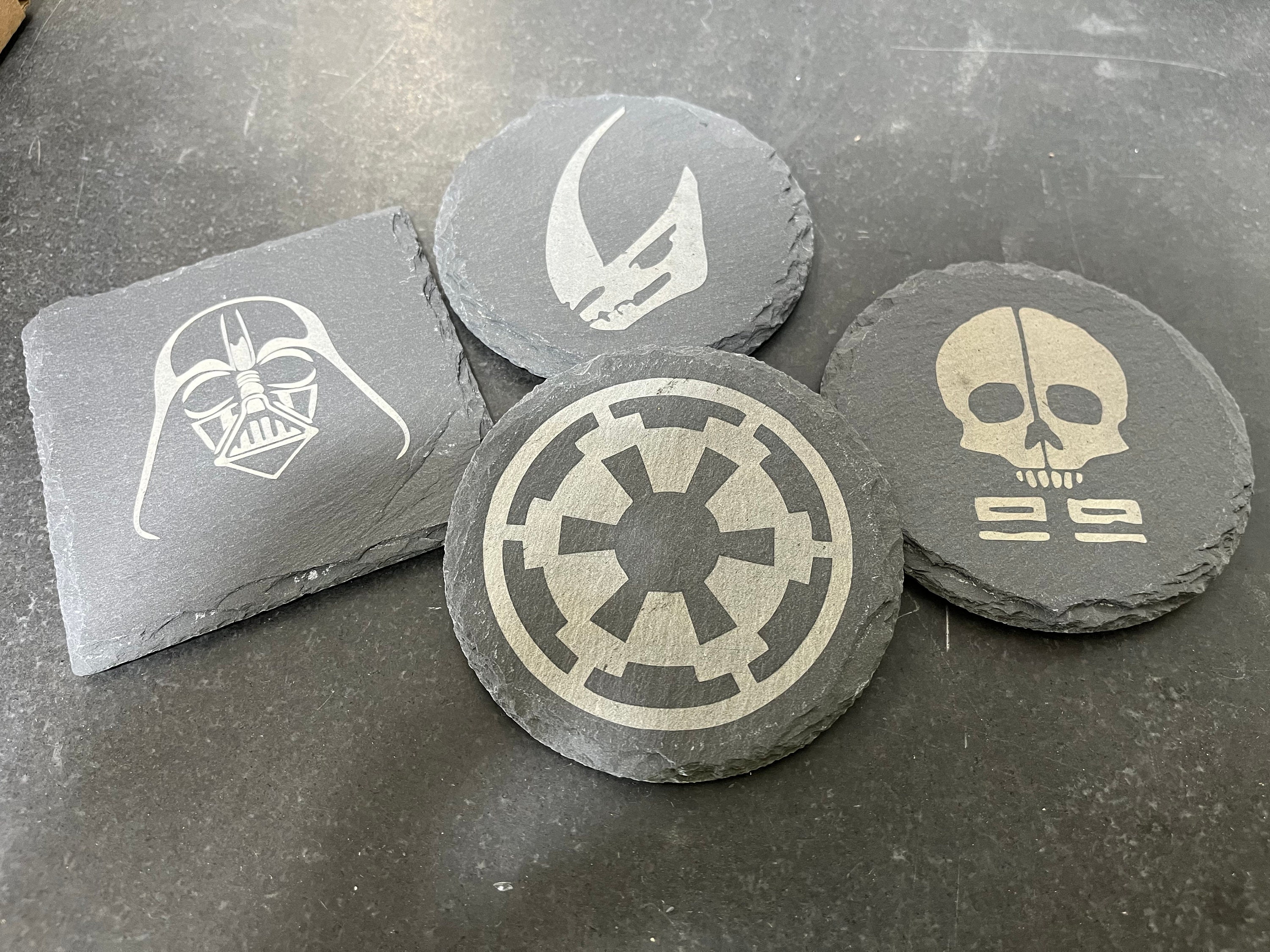 Star Wars Stone Coasters Set Mandalorian Jedi Boba Fett NEW