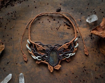 Agat Mszysty | Naszyjnik z kamieniem | Makramowa biżuteria | Talizman | Macrame pendant | Handmade jewelry | Boho | Moss Agate necklace