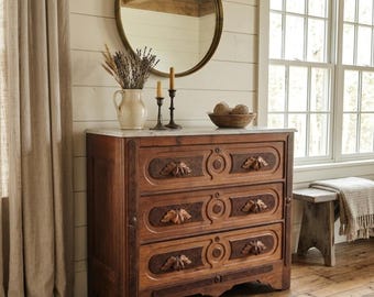 Antique Victorian Walnut Marble Chest of Drawers