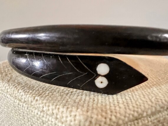 Antique Victorian Snake Carved Horn Bracelet 19th… - image 2