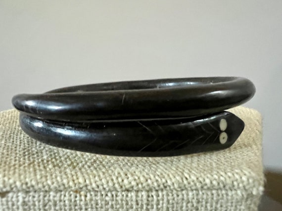 Antique Victorian Snake Carved Horn Bracelet 19th… - image 5