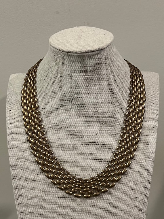 Vintage Panther Gold Tone Link Necklace c1950's