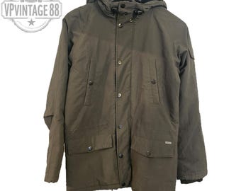 Vintage Carhartt Anchorage Parka - Grüner Canvas-Kapuzen-Arbeitsmantel, 90er Jahre Stil (Damen)