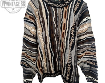 Nineties Black, White & Yellow 3D Knit Coogi Pullover Sweater - Etsy