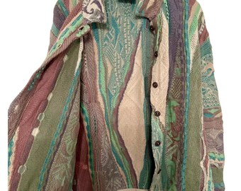 Vintage Coogi Cardigan – 90s Colourful 3D Knit | Iconic Hip Hop