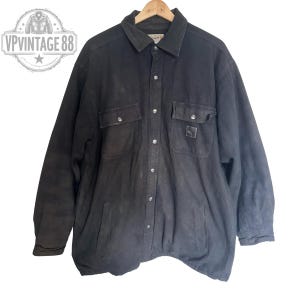 Vintage Carhartt USA Men’s Black Lined Workwear Shirt – Rugged Distressed Style