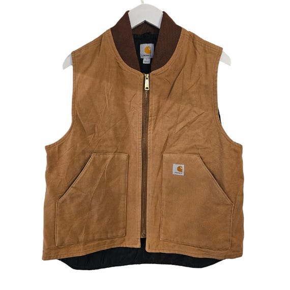 Vintage Carhartt USA Lined Tan Duck Canvas Work Vest – Heavy Vintage Carhartt USA Lined Tan Duck Canvas Work Vest – Heavy